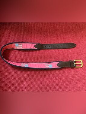VINEYARD Vines USA FLAG Canvas/Leather Boy's Belt Size 24